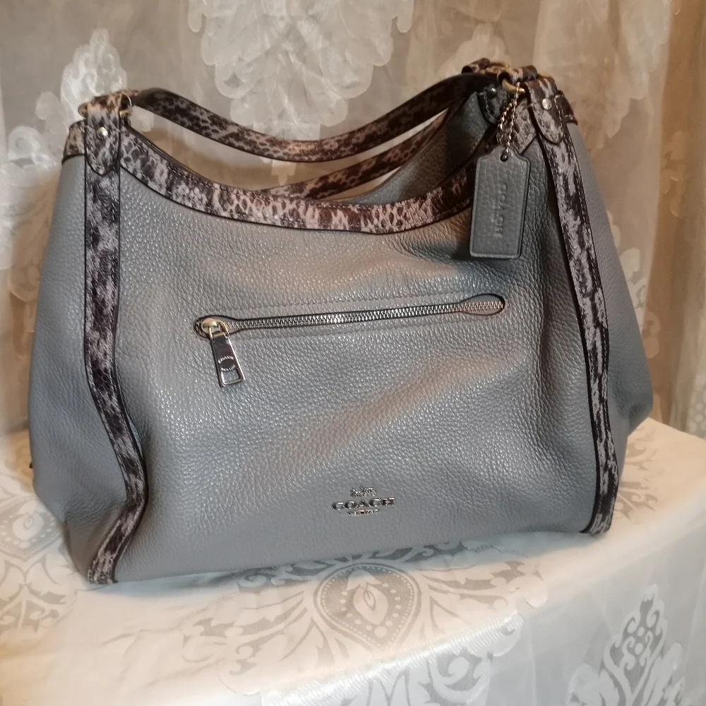 Coach Kristy Granite Gray Leather Bag C6830